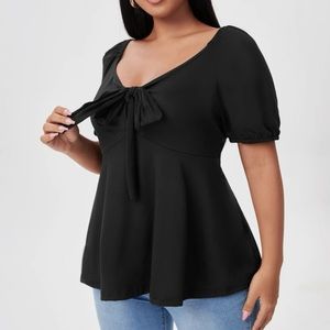 SHEIN Tie Front Peplum Top